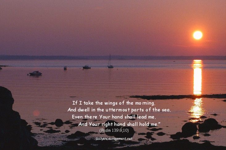 Photo of ocean sunset with Scripture