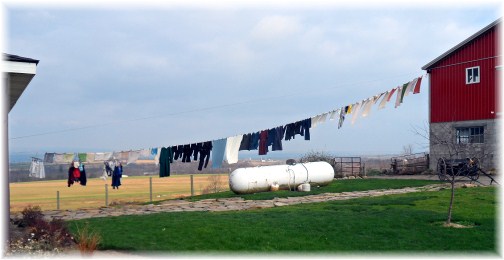 Clothesline on Amish farm in New York