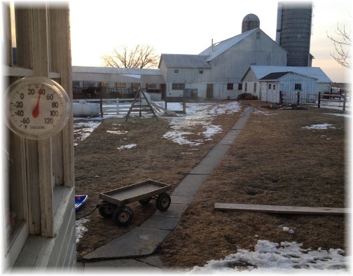 View of barn from Lapp farmhouse 2/25/15