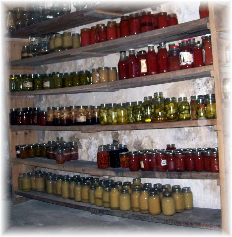Pantry in cellar of Amish home