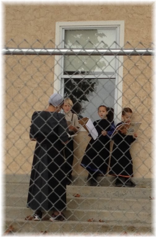 Amish children reading, Lancaster County, PA 10/2/14