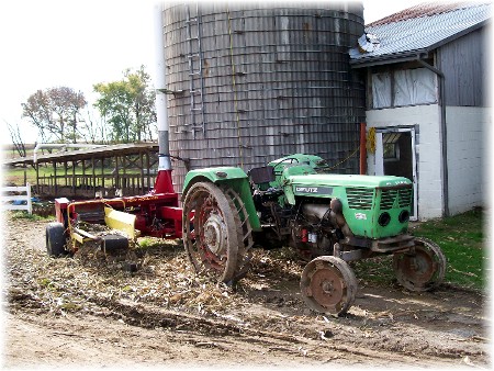 Amish harvesting corn silage