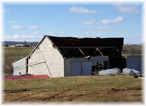 Amish barn roof torn off near White Horse, PA following tornado 3/2/16