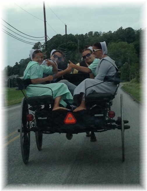 Amish girls on way to youth gathering 6/7/15
