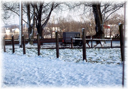 Amish buggy in snow Lancaster County, Pennsylvania