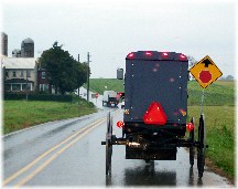 Amish buggy on rainy day in Lancaster County, PA 10/27/11