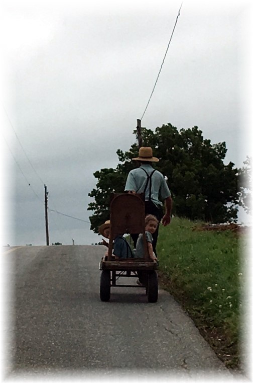 Amish dad with children, Lancaster County, PA 6/3/16