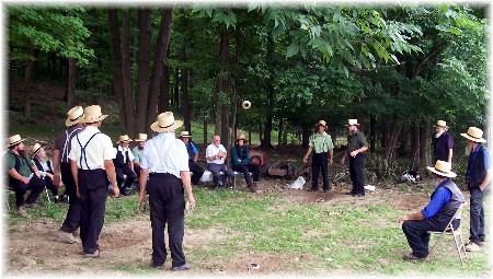 Amish playing quoits