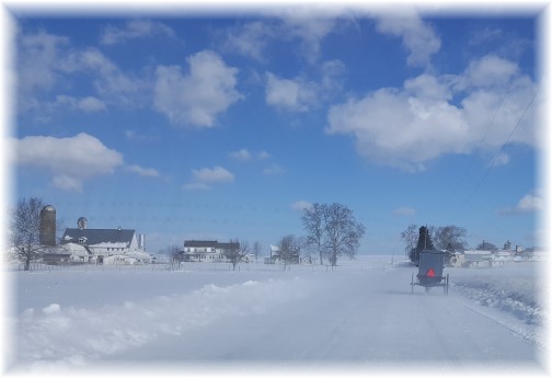 Amish buggie on snowy road 2/11/16 (Click to enlarge)