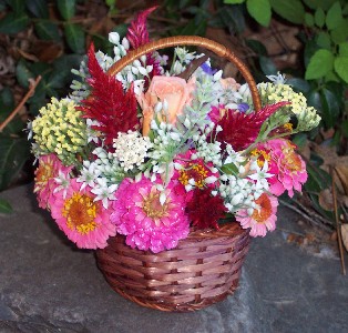 Photo of basket flower arrangement