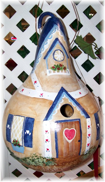 Painted birdhouse gourd