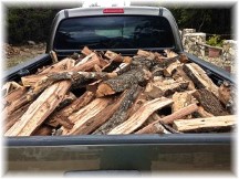 Pickup truck with firewood