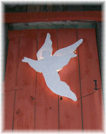 Angel on our barn loft door