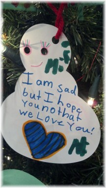 Ornament memorial to child killed in a car accident