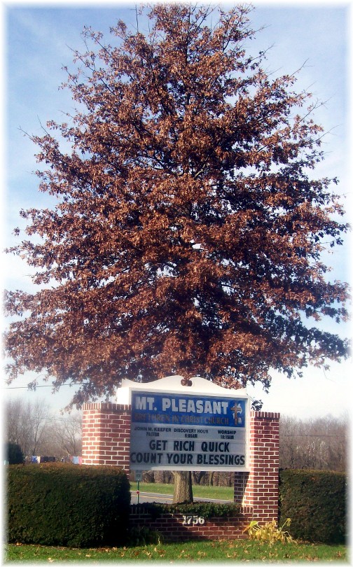 Mount Pleasant church sign Mount Joy, PA