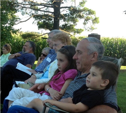Grandpa Galen with grandchildren (8/24/14)