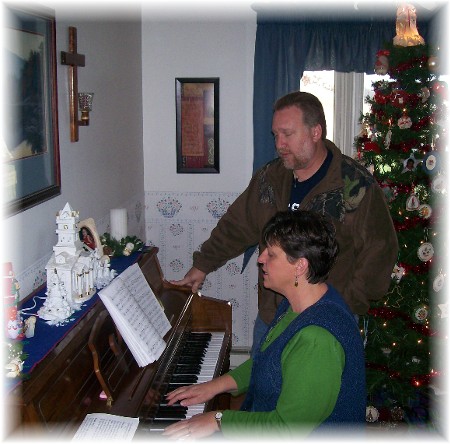 Mike Book and Brooksyne rehearsing for Christmas musical