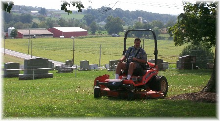 Mowing the church lawn