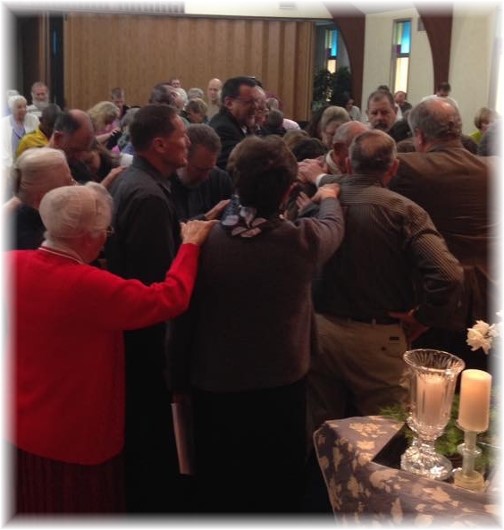 Praying for Shenks at Mount Pleasant 1/18/15