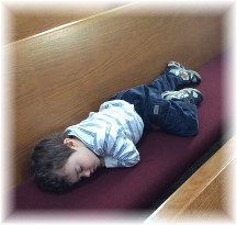 Seth asleep in church 1/26/14