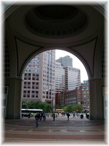 Boston skyline view from Rowes Wharf