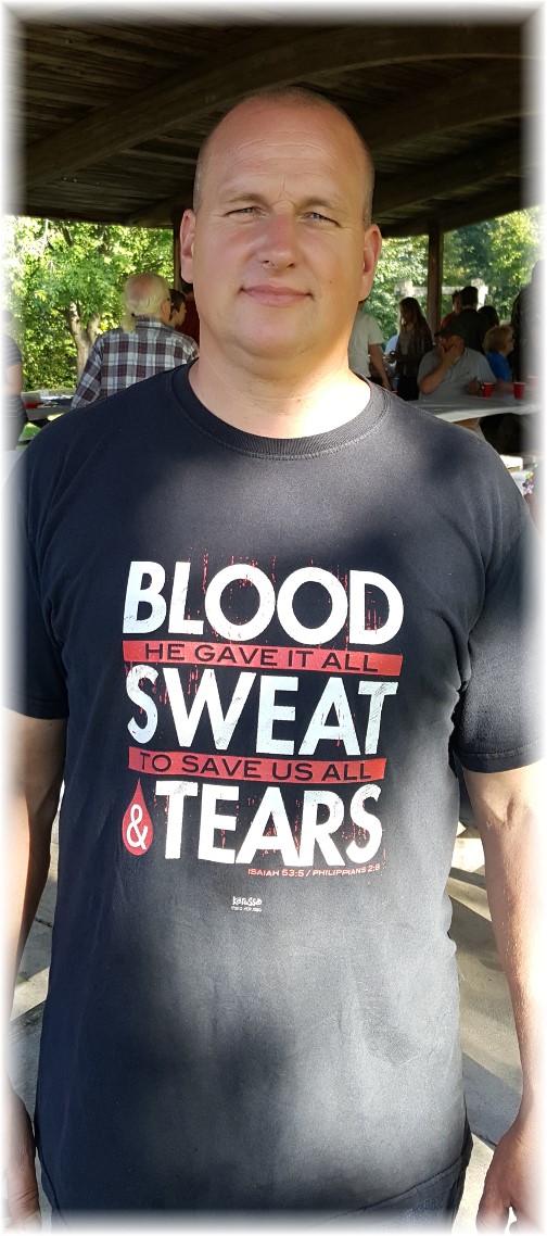 Alex wearing Blood, sweat, tears t-shirt 10/7/17