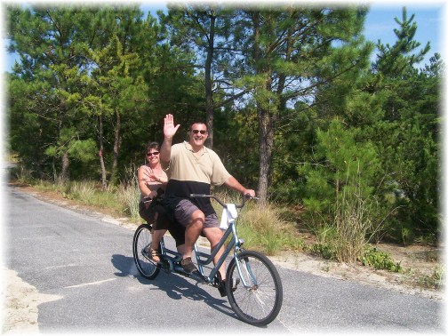 Riding bicycle built for two on Cape Henlopen DE