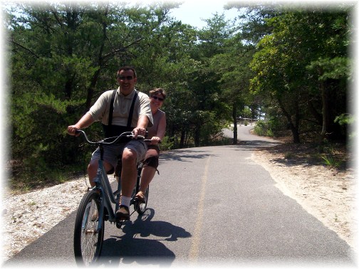 Riding bicycle built for two on Cape Henlopen DE
