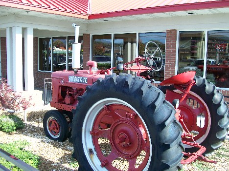Farmall tractor at Red Rooster Pancake House in Pigeon Forge