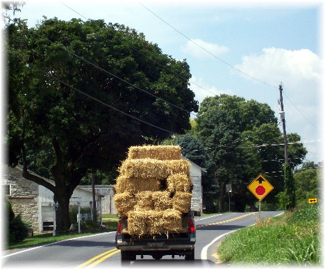 Pickup truck carrying hay Lancaster County PA