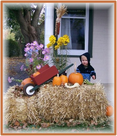 David with autumn decoration at the Pierce home