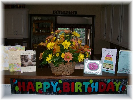 Brooksyne's 55th birthday flower arrangement 10/22/10