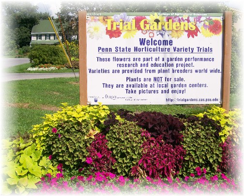 Penn State trial garden sign