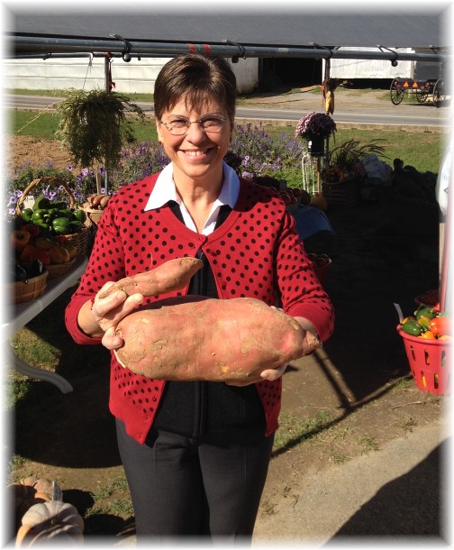Brooksyne with giant sweet potato 10/9/14