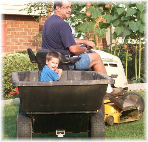 Lawn tractor with Zane 8/27/13