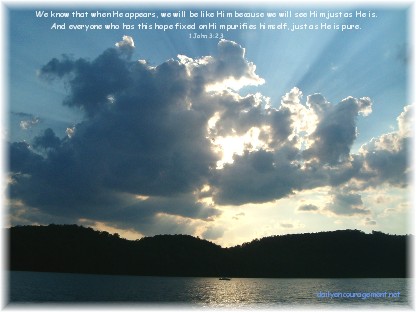 Photo of cloud over lake with Scripture