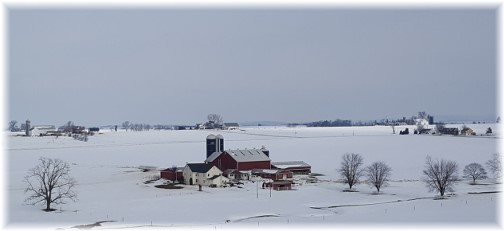 Lancaster County Amish farm in snow 1/29/16