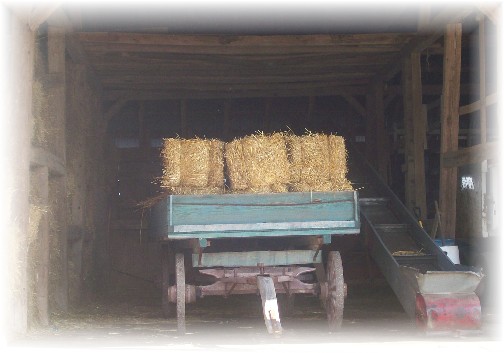Loaded hay wagon in barn at the Northwest Lancaster County Antique Tractor Expo 8/13/11