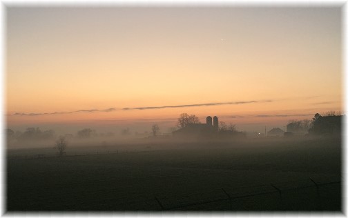 Foggy sunrise in Lancaster County 12/9/15 (Click to enlarge)