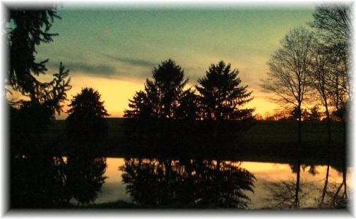 Sunset over Galen and Nancy Martin's pond 4/24/14