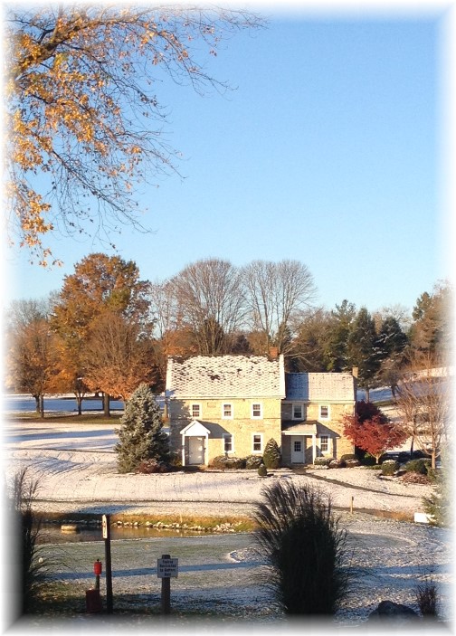 Willow Valley stone farmhouse first snow 11/14/14