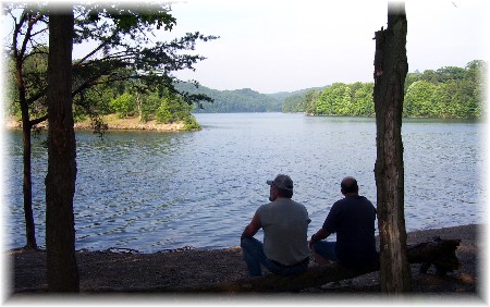 Fred and Curt relaxing at Raystown Lake