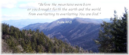 Smoky Mountain scene with Scripture