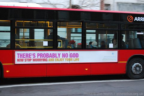 Bus with atheist sign