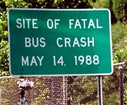 Bus crash sign