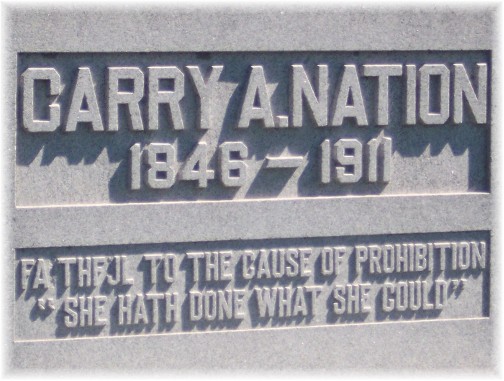 Carrie nation tombstone