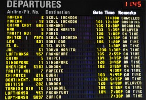 Departure screen at airport