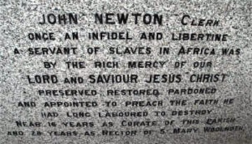 John Newton tombstone inscription (1725-1807)