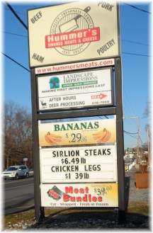 Hummer's meat market sign, Mount Joy, PA 4/2/13