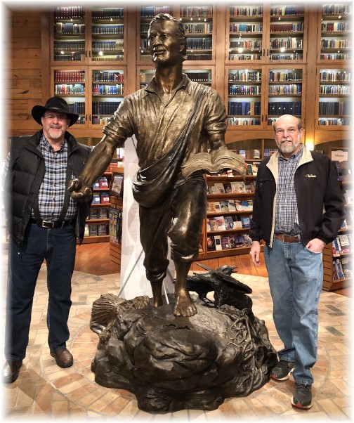 With Mike at Sower statue at Billy Graham library 3/19/18